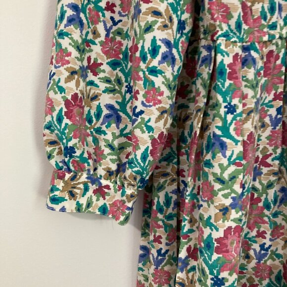 Charter Petite Womens Vintage Size 6 Long Sleeve Floral Dress Collar Polyester - Picture 2 of 13